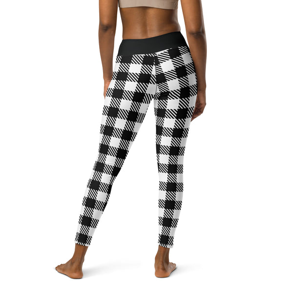 White Plaid Yoga Leggings
