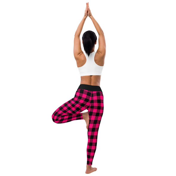Pink Plaid Yoga Leggings