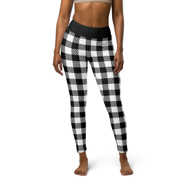 White Plaid Yoga Leggings