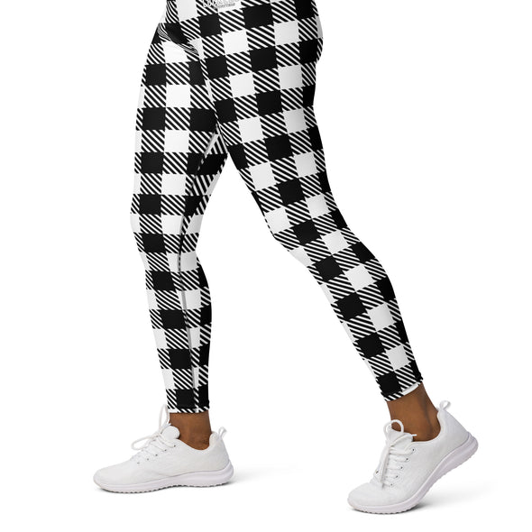 White Plaid Yoga Leggings