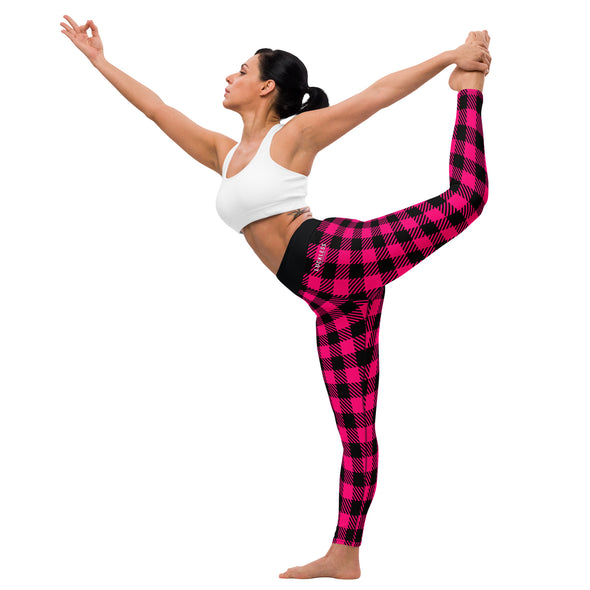 Pink Plaid Yoga Leggings
