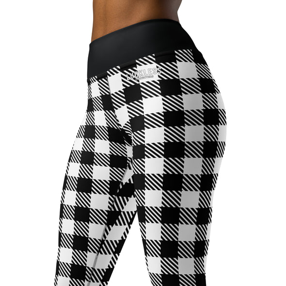 White Plaid Yoga Leggings