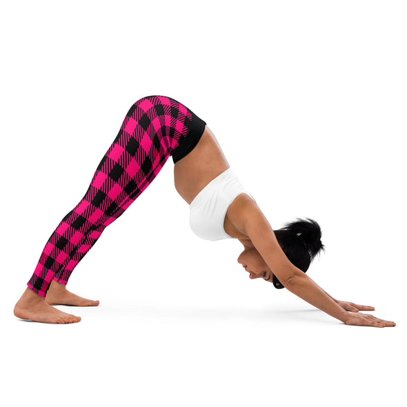 Pink Plaid Yoga Leggings