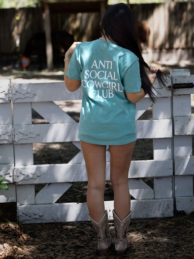Antisocial Cowgirl Club | Pigment Dyed Tee | Seafoam