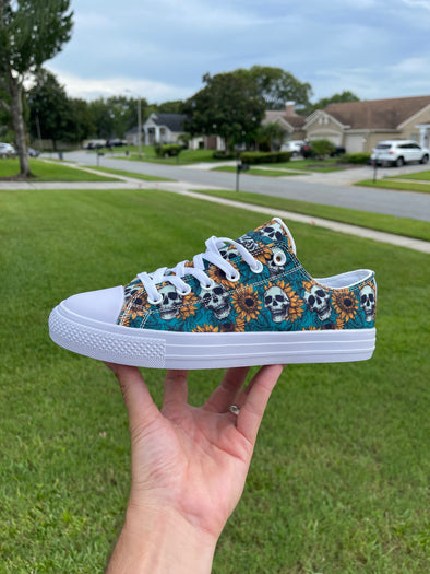 Sunflower And Skulls Low Tops