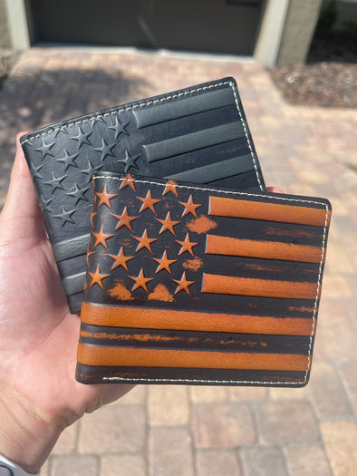 Men's Leather RFID Wallet USA Flag