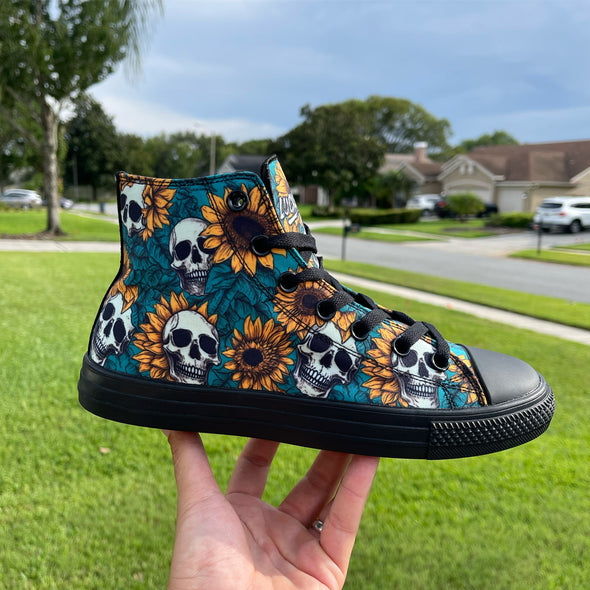 Sunflower And Skulls High Tops