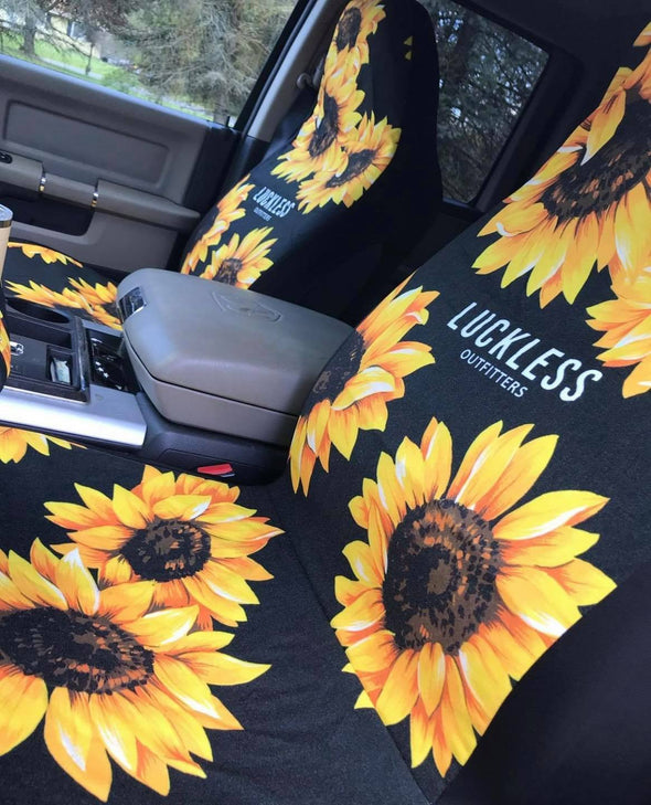Sunflower Seat Airbag Compatible Seat Covers (Set of 2) - Luckless Outfitters - Country - Apparel - Music - Clothing - Redneck - Girl - Women - www.lucklessclothing.com - Matt - Ford Parody - Concert - She Wants the D - Lets Get Dirty - Mud Run - Mudding - 