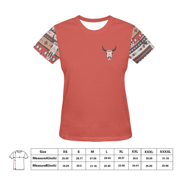 Women's Inked Tee - Longhorn + Indian Red