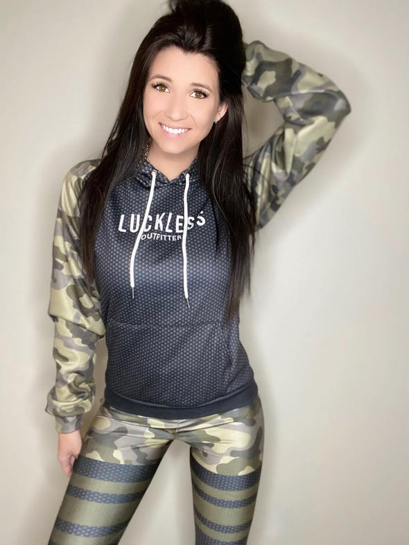 Heavy Fleece Raglan Hoodie - Army Multicam + Dotted