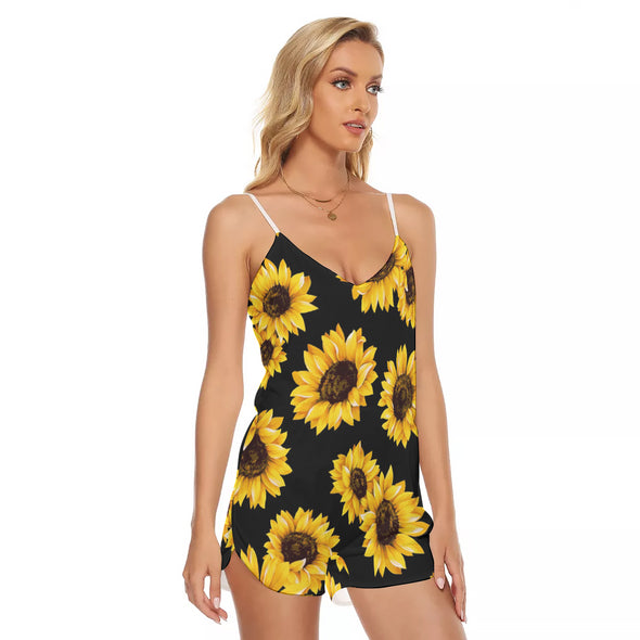 Sunflower V-neck Cami Romper