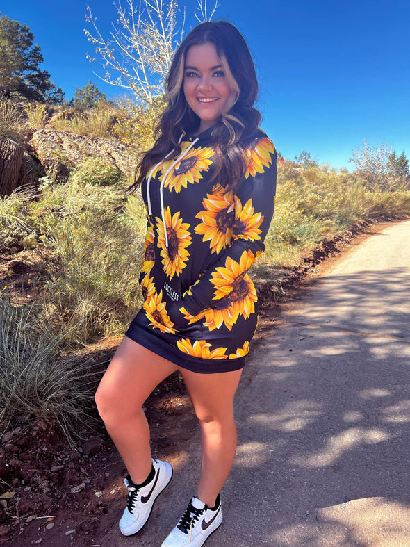 Sunflower Hoodie Dress | Black