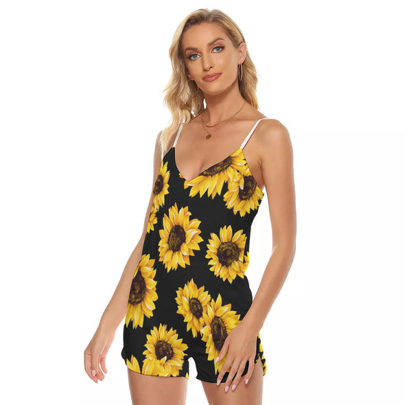Sunflower V-neck Cami Romper
