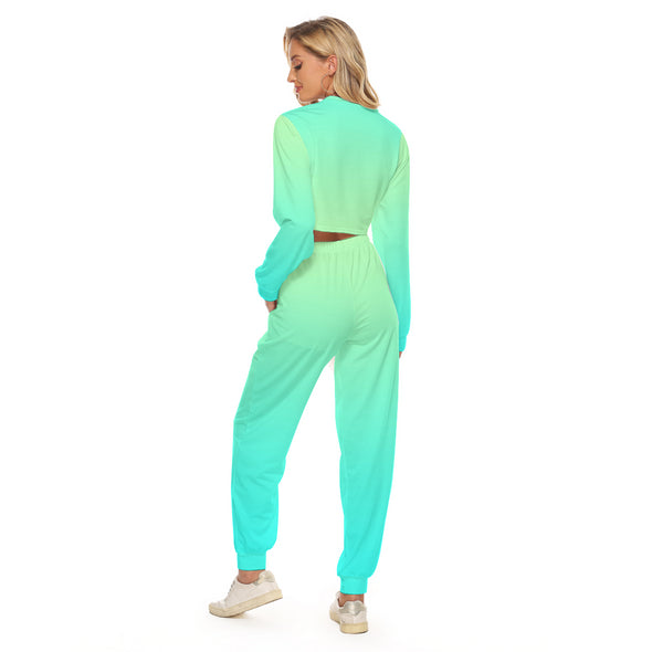 Ombre Jambo Crop Set Aquamarine