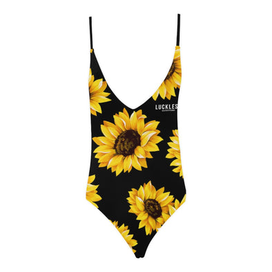 Sunflower Lace Back One Piece Swimsuit - Luckless Outfitters - Country - Apparel - Music - Clothing - Redneck - Girl - Women - www.lucklessclothing.com - Matt - Ford Parody - Concert - She Wants the D - Lets Get Dirty - Mud Run - Mudding - 