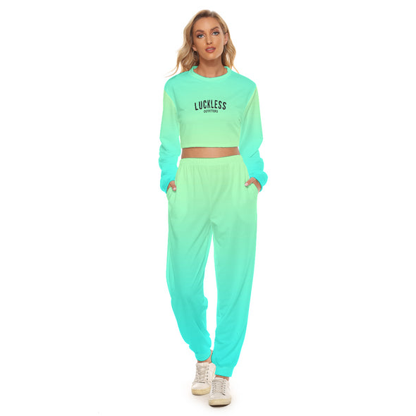 Ombre Jambo Crop Set Aquamarine