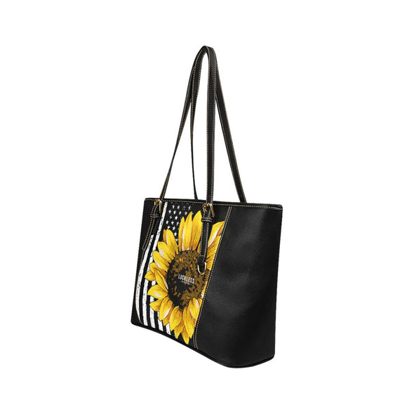 Patriotic Sunflower Leather Belt Tote Bag