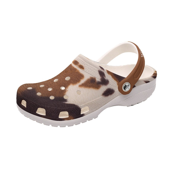 Realistic Cow Print Women's Cloggers