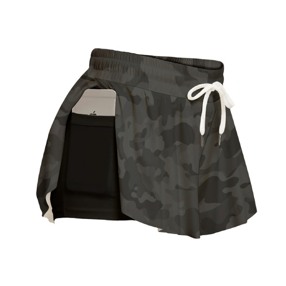 Sport Skirt With Pocket | Black Camo
