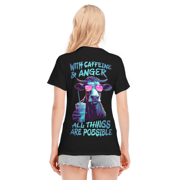 Caffeine & Anger Ladies Fit Tee | Black
