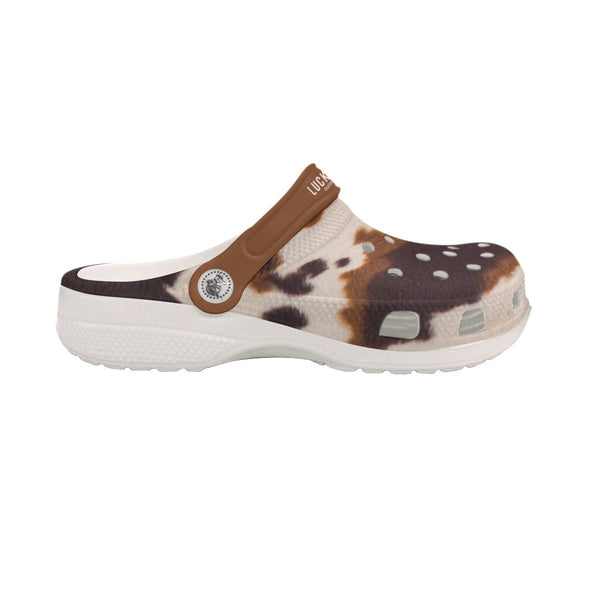 Realistic Cow Print Women's Cloggers