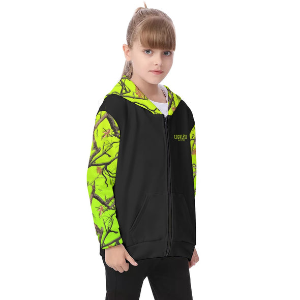 HI-VIS KIDS CAMO HEAVY ZIP FLEECE HOODIE