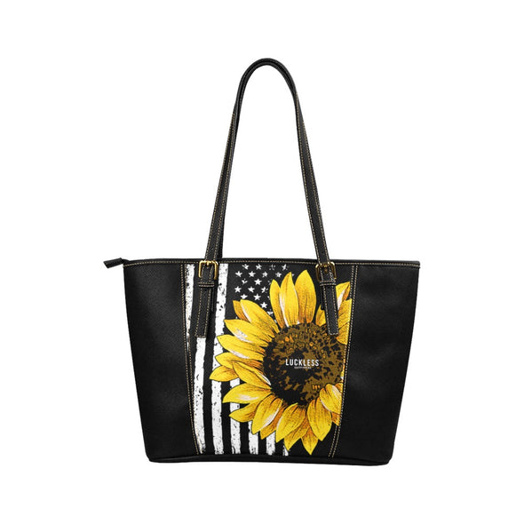 Patriotic Sunflower Leather Belt Tote Bag