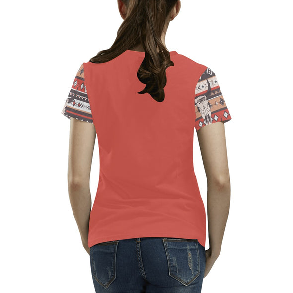 Women's Inked Tee - Longhorn + Indian Red