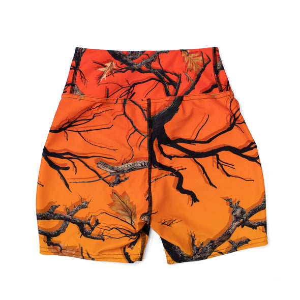 Darlin Camo Yoga Shorts Bonfire - Luckless Outfitters