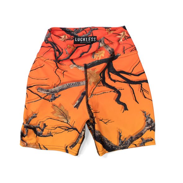 Darlin Camo Yoga Shorts Bonfire - Luckless Outfitters