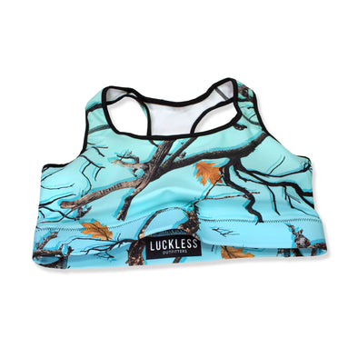 Darlin Camo Padded Sports Bra Aquamarine - Luckless Outfitters