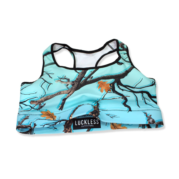 Darlin Camo Padded Sports Bra Aquamarine - Luckless Outfitters