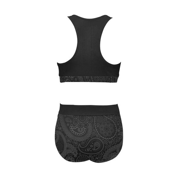 Monochrome Paisley USA Sports Crop Top Bikini Set