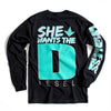 She Wants the Diesel (Multiple Styles/Colors) - Luckless Outfitters - Country - Apparel - Music - Clothing - Redneck - Girl - Women - www.lucklessclothing.com - Matt - Ford Parody - Concert - She Wants the D - Lets Get Dirty - Mud Run - Mudding - 