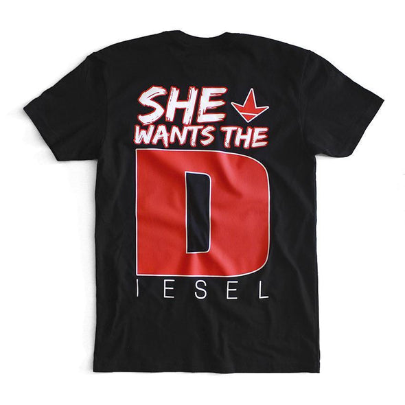 She Wants the Diesel (Multiple Styles/Colors) - Luckless Outfitters - Country - Apparel - Music - Clothing - Redneck - Girl - Women - www.lucklessclothing.com - Matt - Ford Parody - Concert - She Wants the D - Lets Get Dirty - Mud Run - Mudding - 