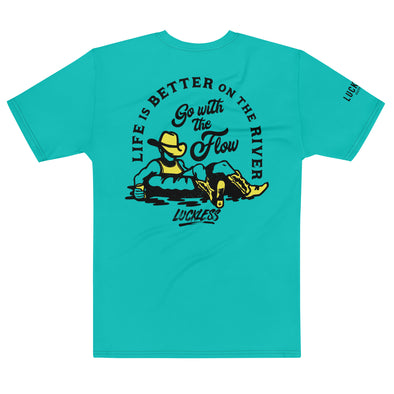 MEN'S PREMIUM TEE | GO WITH THE FLOW + TURQUOISE