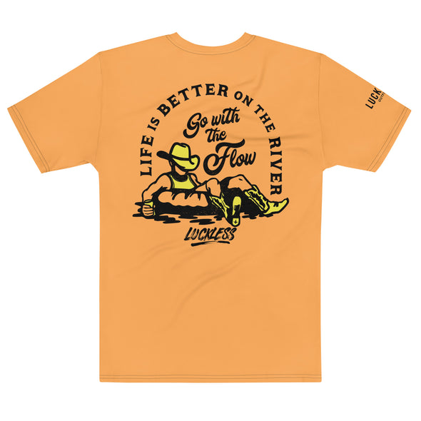 MEN'S PREMIUM TEE | GO WITH THE FLOW + ORANGE