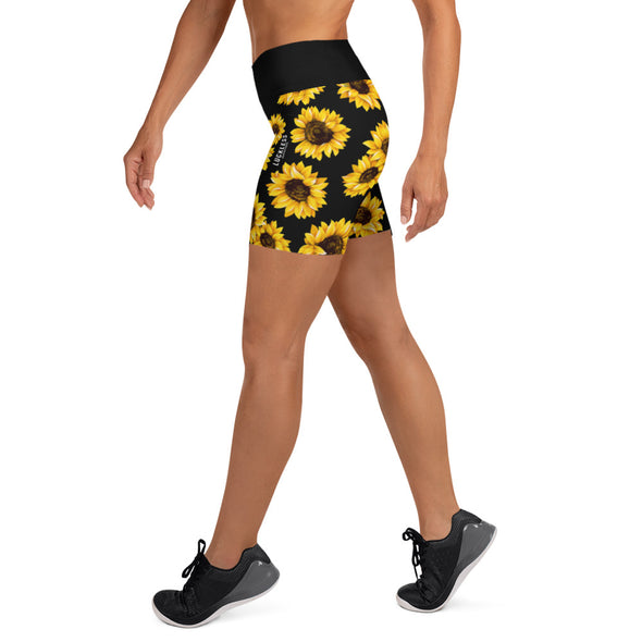 Sunflower Yoga Shorts - Luckless Outfitters - Country - Apparel - Music - Clothing - Redneck - Girl - Women - www.lucklessclothing.com - Matt - Ford Parody - Concert - She Wants the D - Lets Get Dirty - Mud Run - Mudding - 