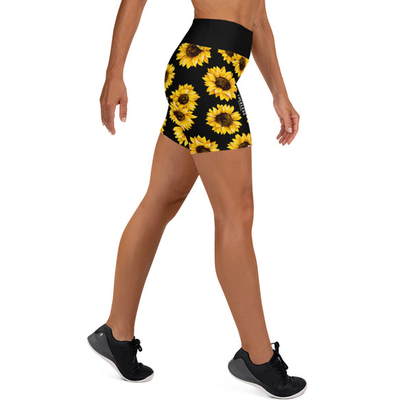 Sunflower Yoga Shorts - Luckless Outfitters - Country - Apparel - Music - Clothing - Redneck - Girl - Women - www.lucklessclothing.com - Matt - Ford Parody - Concert - She Wants the D - Lets Get Dirty - Mud Run - Mudding - 