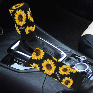 Sunflower Shift Knob Cover & Hand Brake Cover Set - Luckless Outfitters - Country - Apparel - Music - Clothing - Redneck - Girl - Women - www.lucklessclothing.com - Matt - Ford Parody - Concert - She Wants the D - Lets Get Dirty - Mud Run - Mudding - 