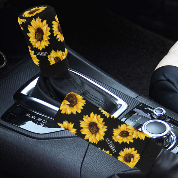 Sunflower Shift Knob Cover & Hand Brake Cover Set - Luckless Outfitters - Country - Apparel - Music - Clothing - Redneck - Girl - Women - www.lucklessclothing.com - Matt - Ford Parody - Concert - She Wants the D - Lets Get Dirty - Mud Run - Mudding - 
