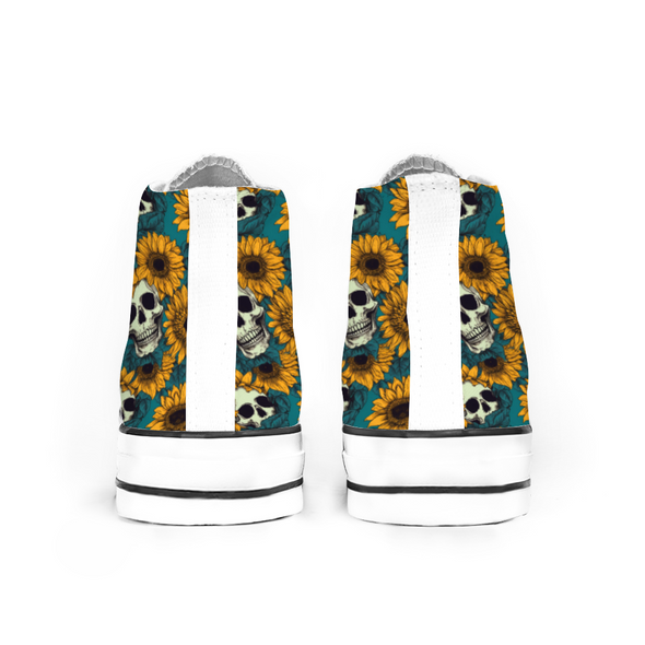 Sunflower & Skull High Top Canvas Shoes