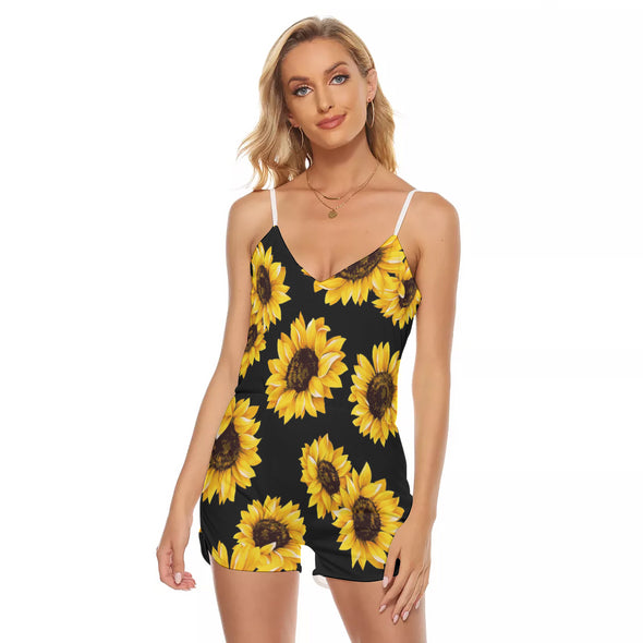 Sunflower V-neck Cami Romper