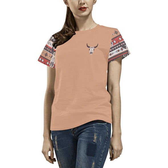 Women's Inked Tee - Longhorn + Dark Salmon