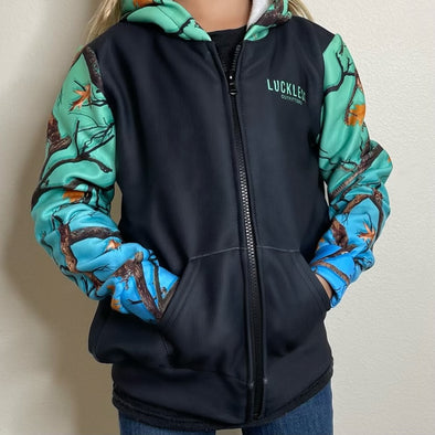 AQUAMARINE KIDS CAMO HEAVY ZIP FLEECE HOODIE