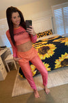 Ombre Jambo Crop Set Sun Kissed Coral - Luckless Outfitters