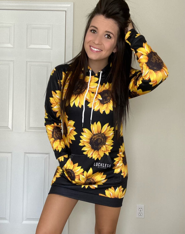 Sunflower Hoodie Dress - Luckless Outfitters