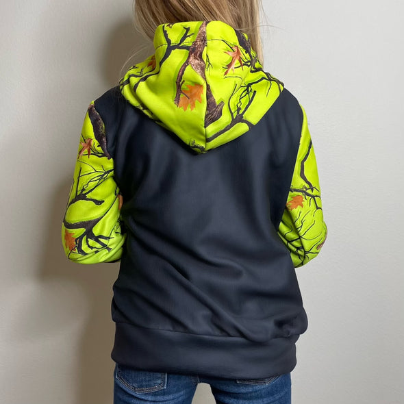 HI-VIS KIDS CAMO HEAVY ZIP FLEECE HOODIE