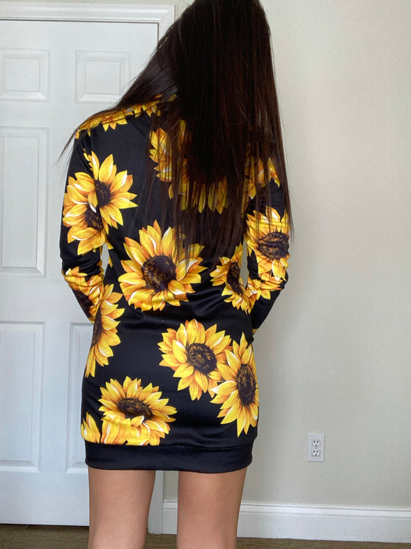 Sunflower Hoodie Dress - Luckless Outfitters