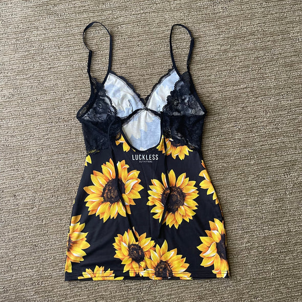 Sunflower Cami Top / Dress With Lace - Luckless Outfitters